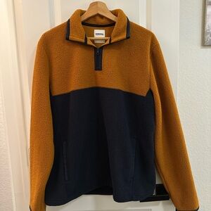 Sonoma Two-Tone Sherpa Quarter-Zip Sweater - Mustard & Navy
